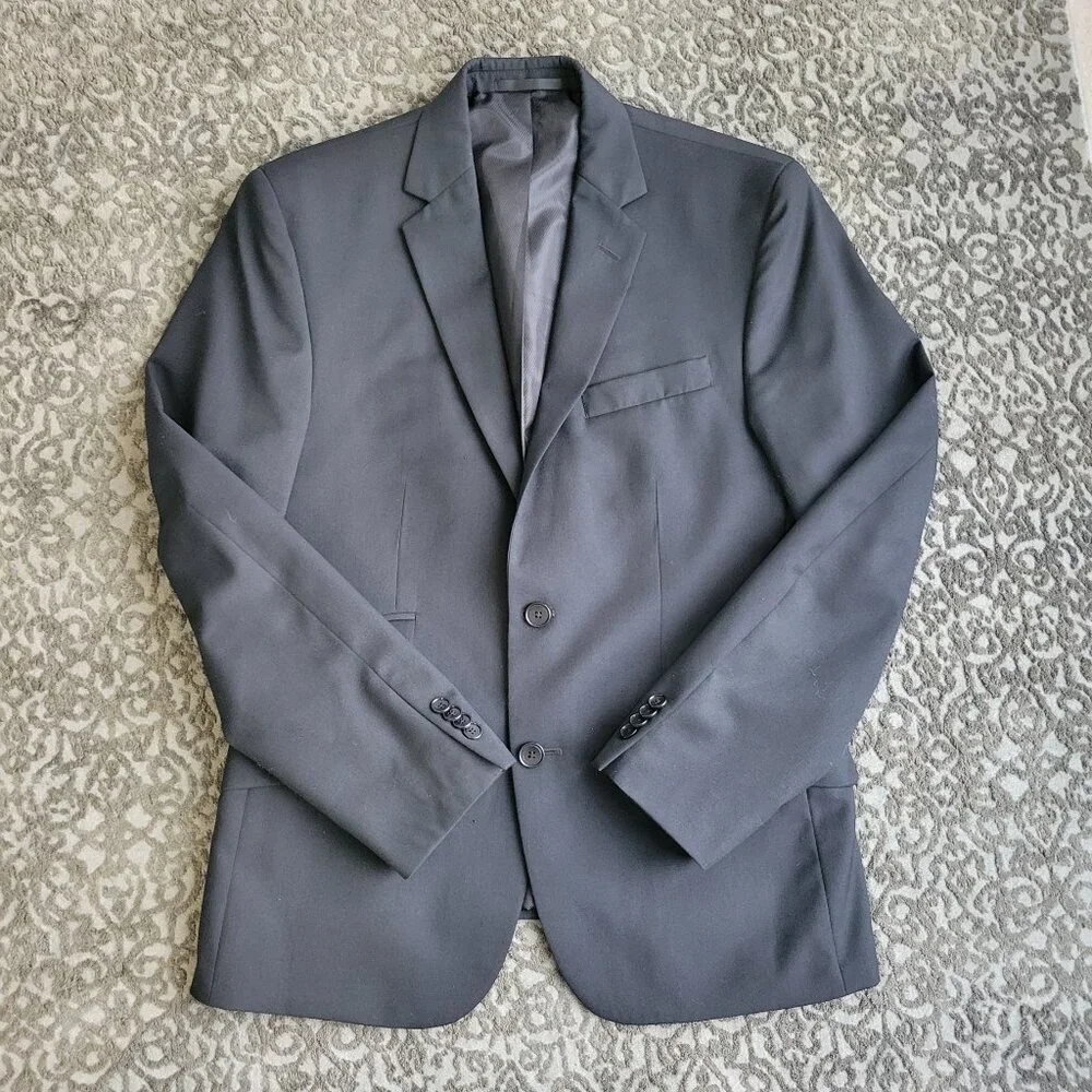 Kenneth Cole 38S Slim Fit Charcoal Wool Blend Blazer